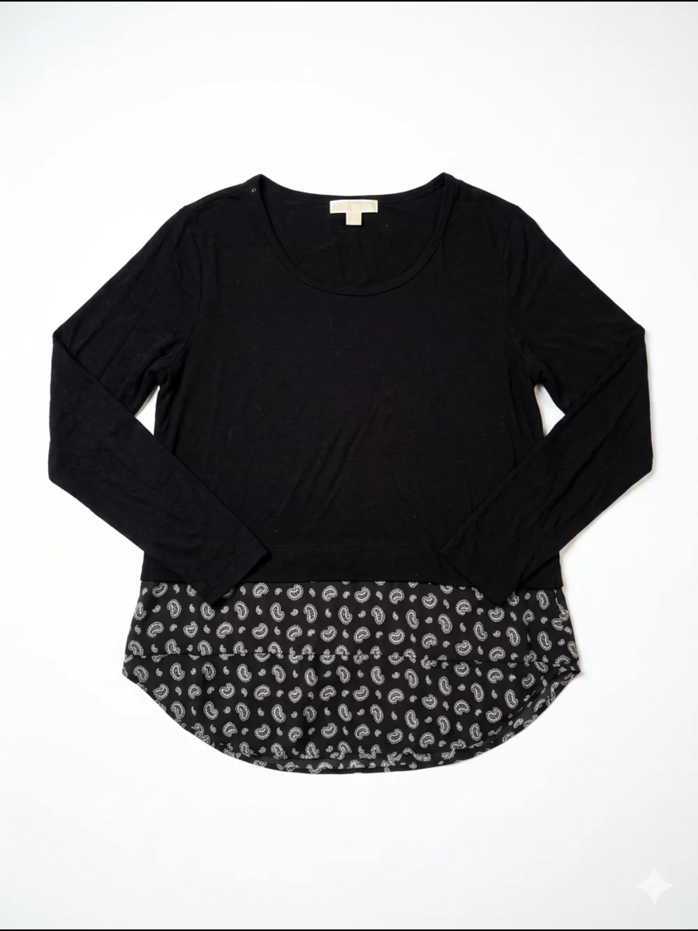 Michael Kores Paisley Mix‎ Media Long Sleeve Top Size L